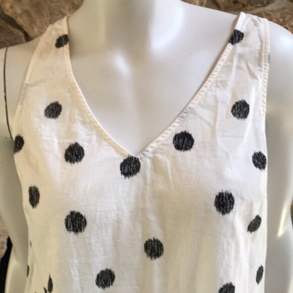 NEW A New Day Cotton Linen Polka Dot Sheer White Black Tank Women's Size M - Picture 4 of 9